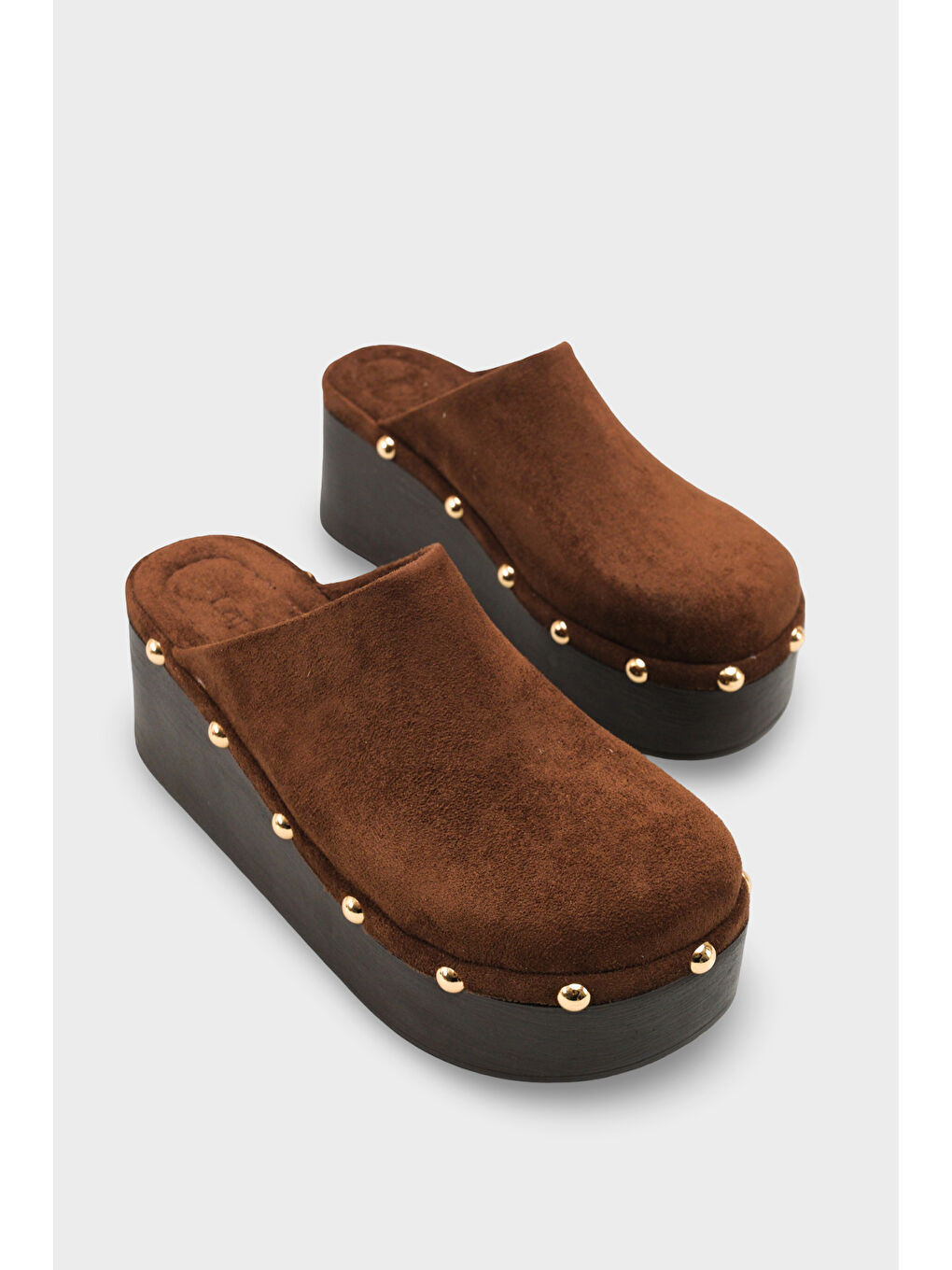 Kahverengi Marlane Dolgu Topuklu Kapalı Burunlu Kadın Sabo Terlik-1