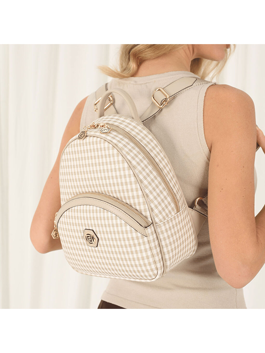 Kadın SP945-M191 SILVER POLO Sırt Çantası Kum Beji-Kum Beji-5