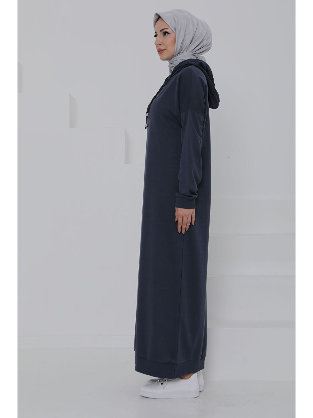 Gri Armalı Elbise Füme - 27049-4