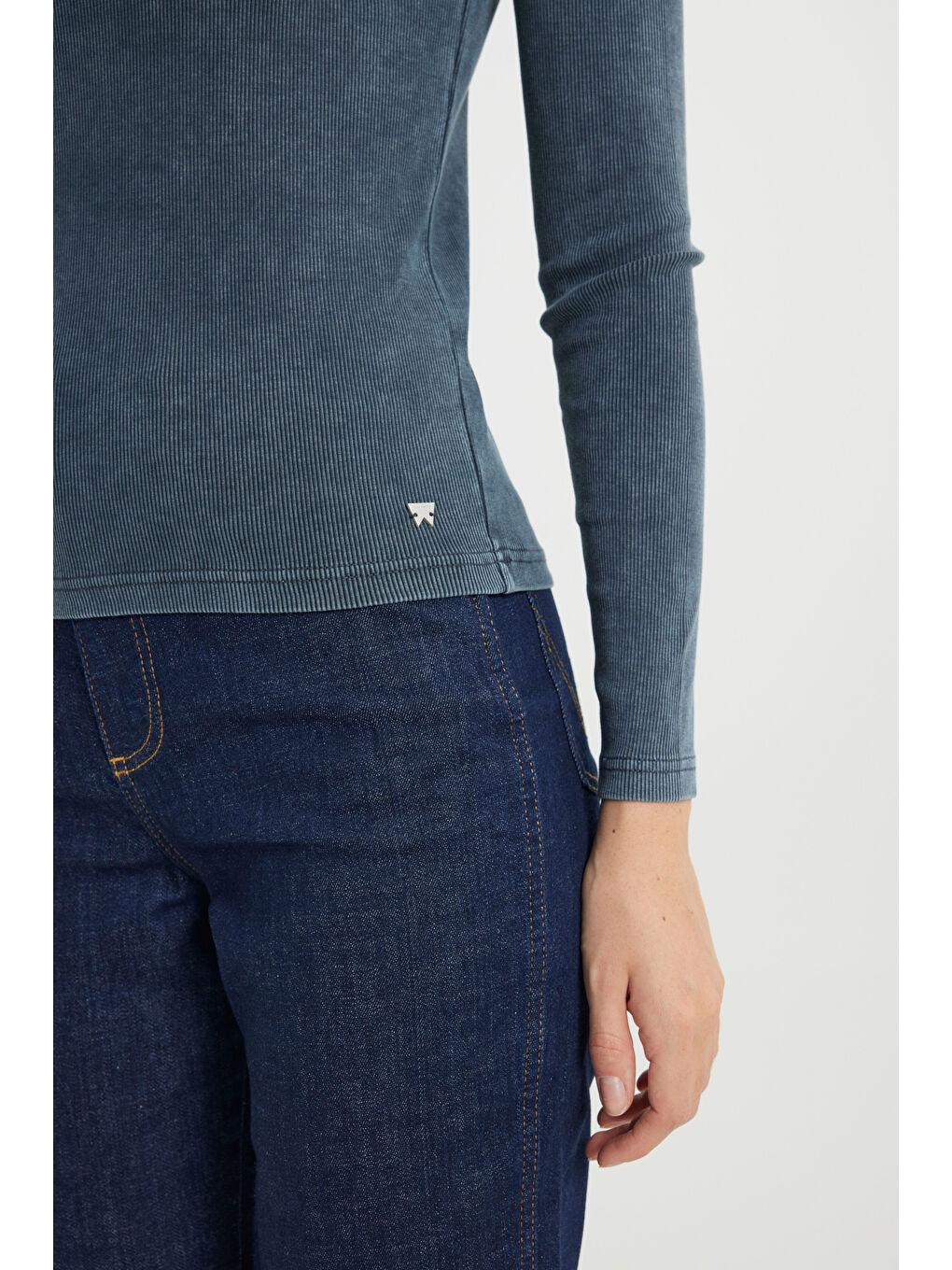 İndigo Slim Fit Dar Kesim Bisiklet Yaka Koyu Mavi Tişört-3