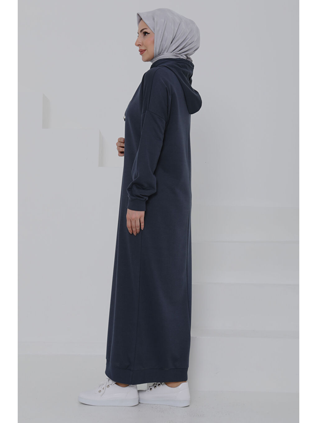 Gri Armalı Elbise Füme - 27049-5