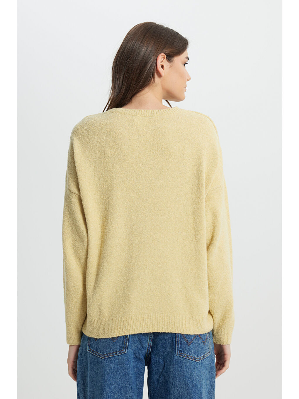 Regular Fit Normal Kesim Sarı Triko Kazak-4