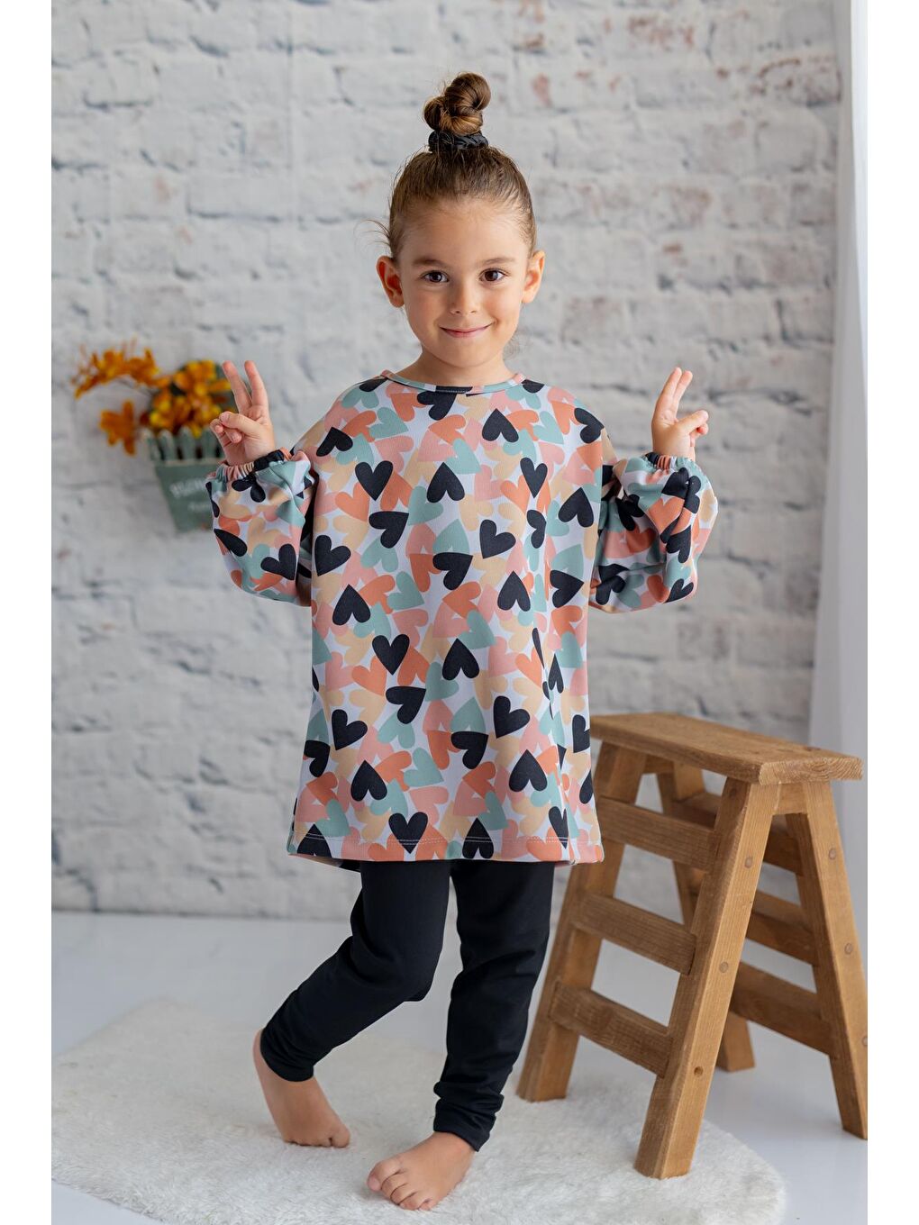 Siyah Kız Çocuk Aktif Spor Polyester Takım