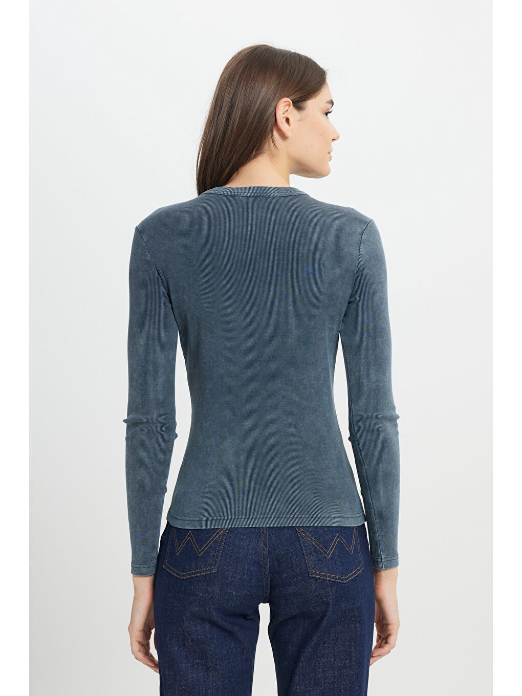 İndigo Slim Fit Dar Kesim Bisiklet Yaka Koyu Mavi Tişört-4