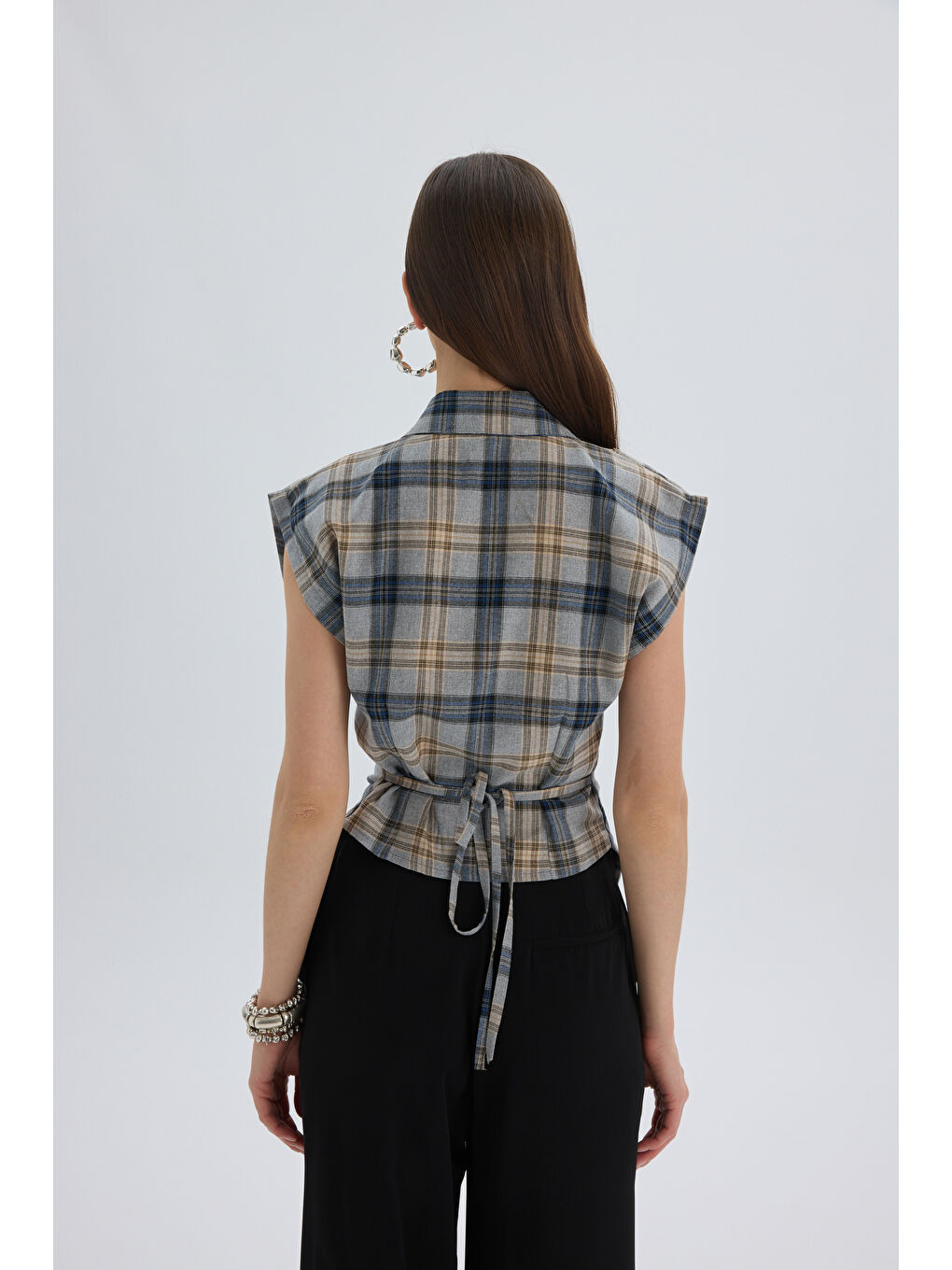 Frenzy Ekoseli Gri Kısa Gömlek-4