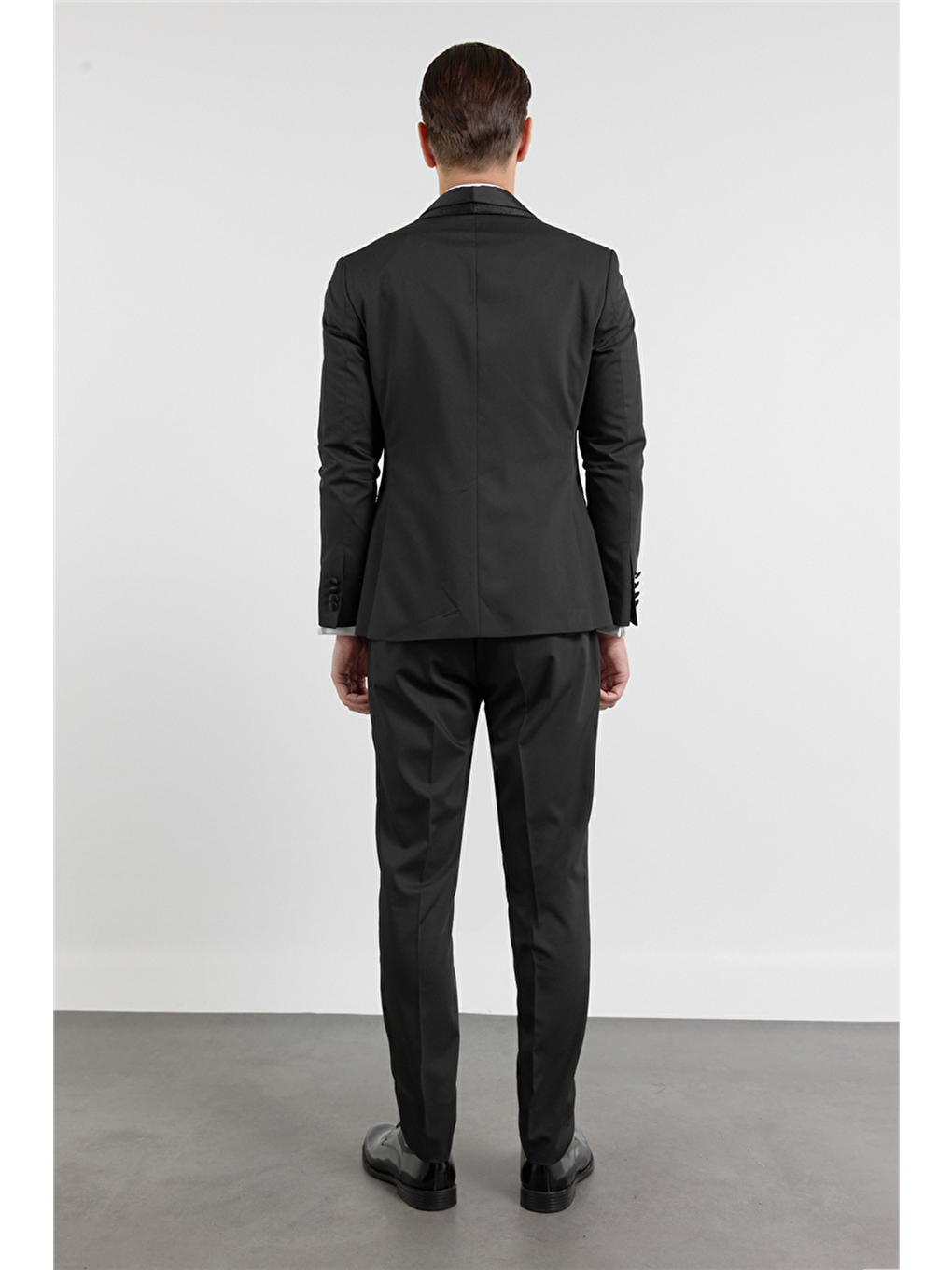 Siyah Kılıç Yaka Düz Desen 6 Drop Slim Fit Esnek Takım Elbise 1001260292-4