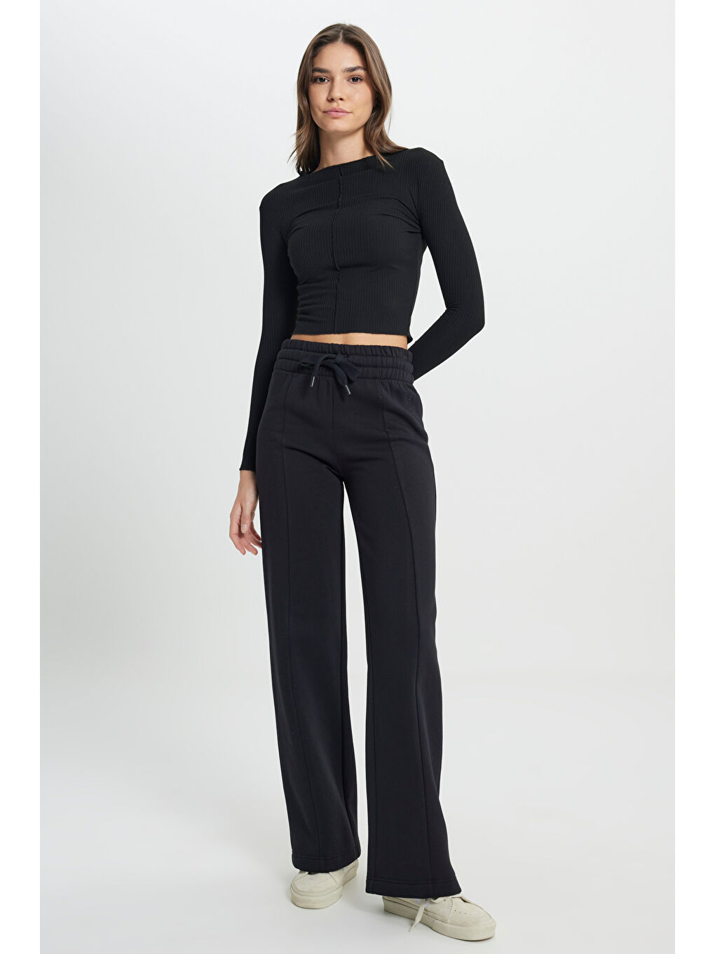 Siyah Regular Fit Geniş Paça Antrasit Sweatpant Eşofman Altı