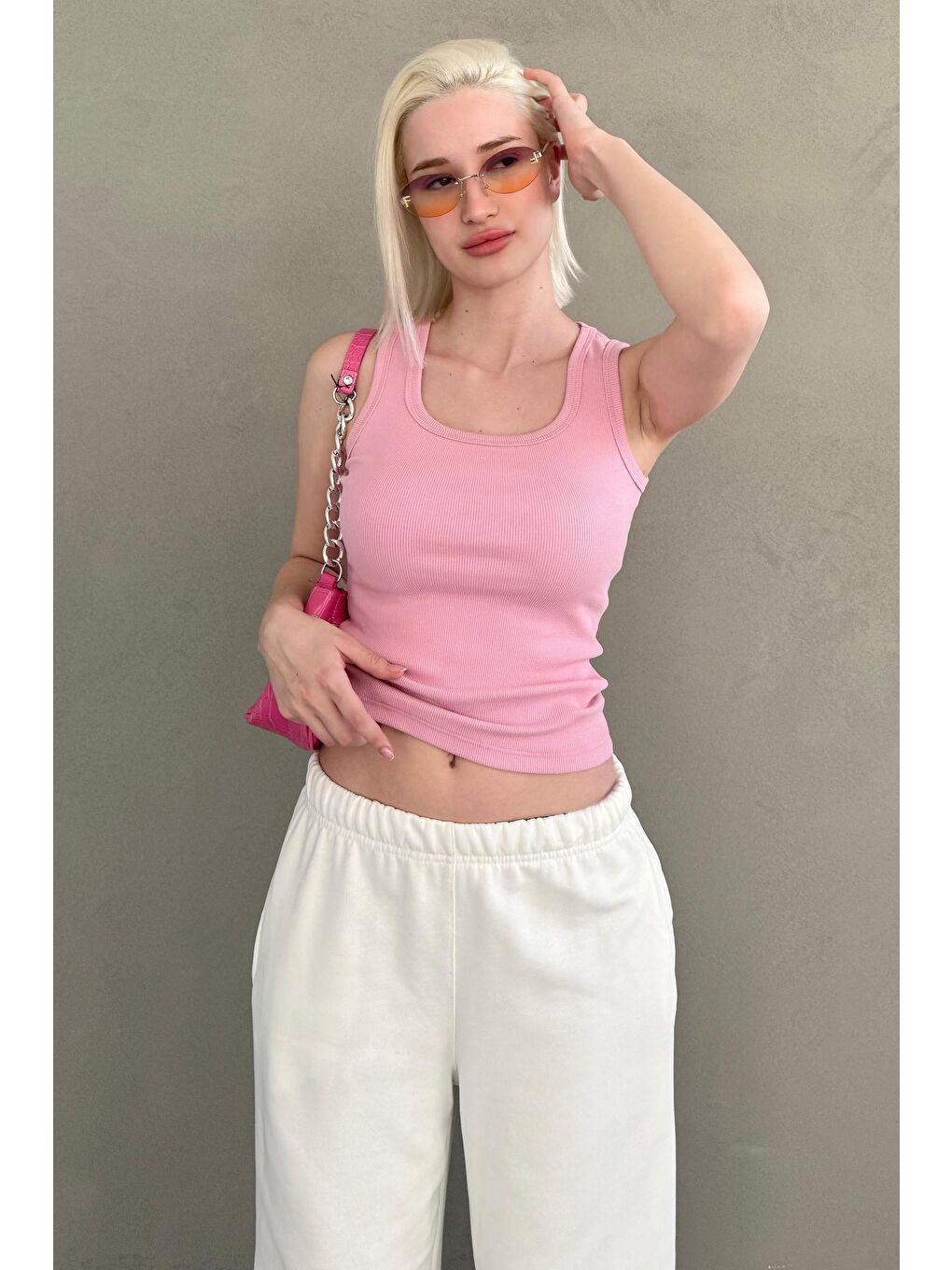 Pembe Kalın Askılı Kadın Atlet Mg2440-3