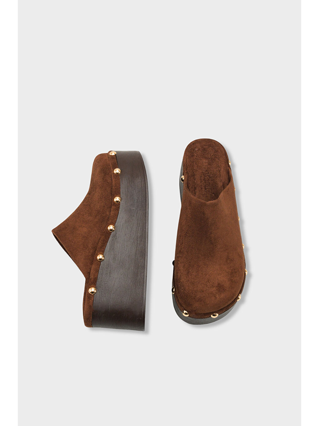 Kahverengi Marlane Dolgu Topuklu Kapalı Burunlu Kadın Sabo Terlik-4