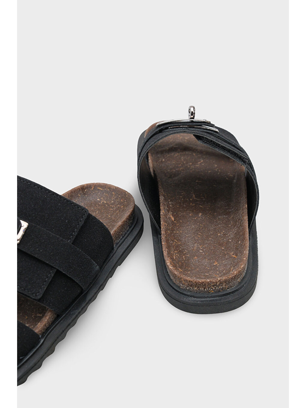 Siyah Regan Düz Topuklu Metal Tokalı Konfor Kadın Terlik-3