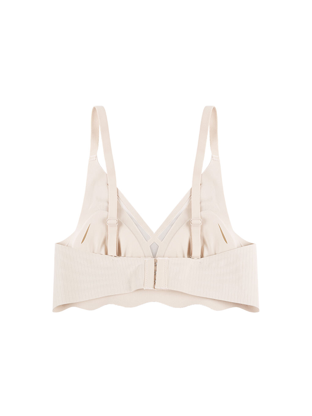 Ekru Balensiz Lazer Dikişsiz  Dilim Detaylı Dekolteli Sütyen-1