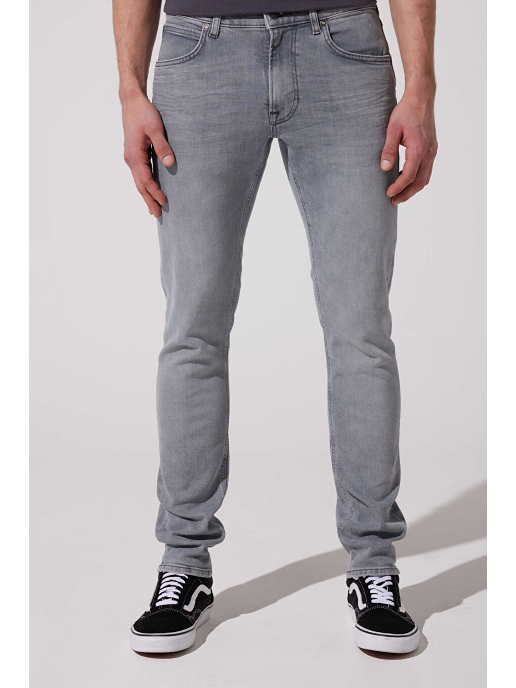 Luke Slim Fit Dar Kesim Normal Bel Gri Esnek Jean Pantolon-3