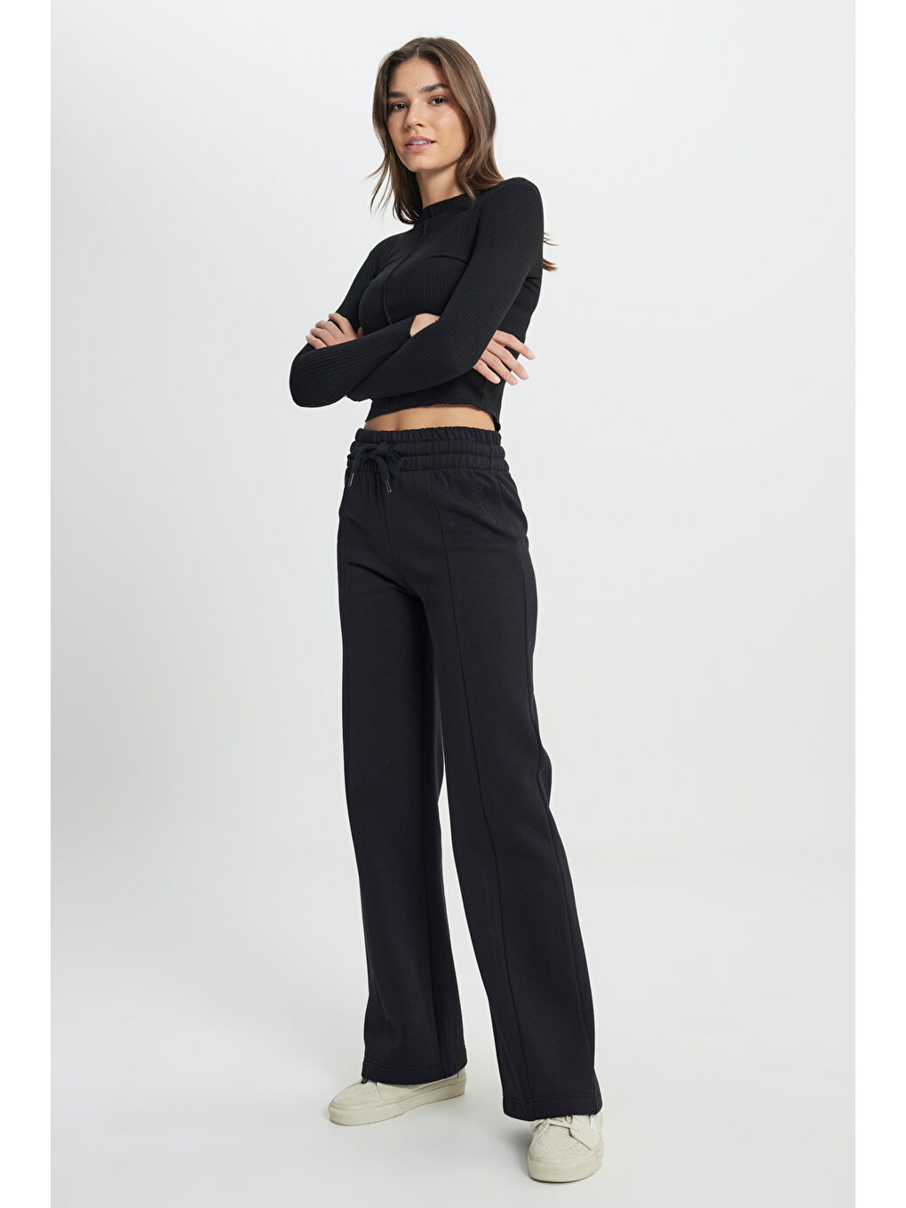 Siyah Regular Fit Geniş Paça Antrasit Sweatpant Eşofman Altı-2