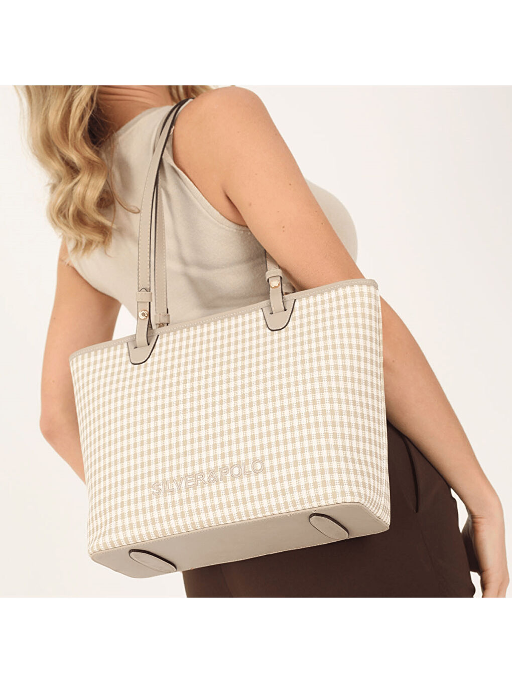 Kadın SP1204-M191 SILVER POLO Omuz Çantası Kum Beji-Kum-5