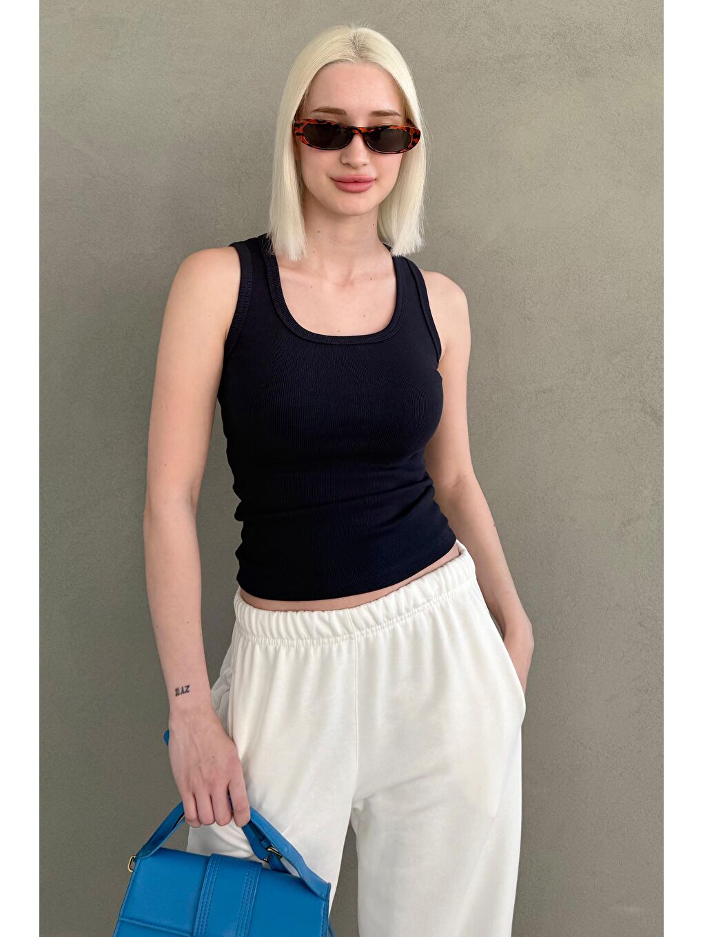 Lacivert Kalın Askılı Kadın Atlet Mg2440-2