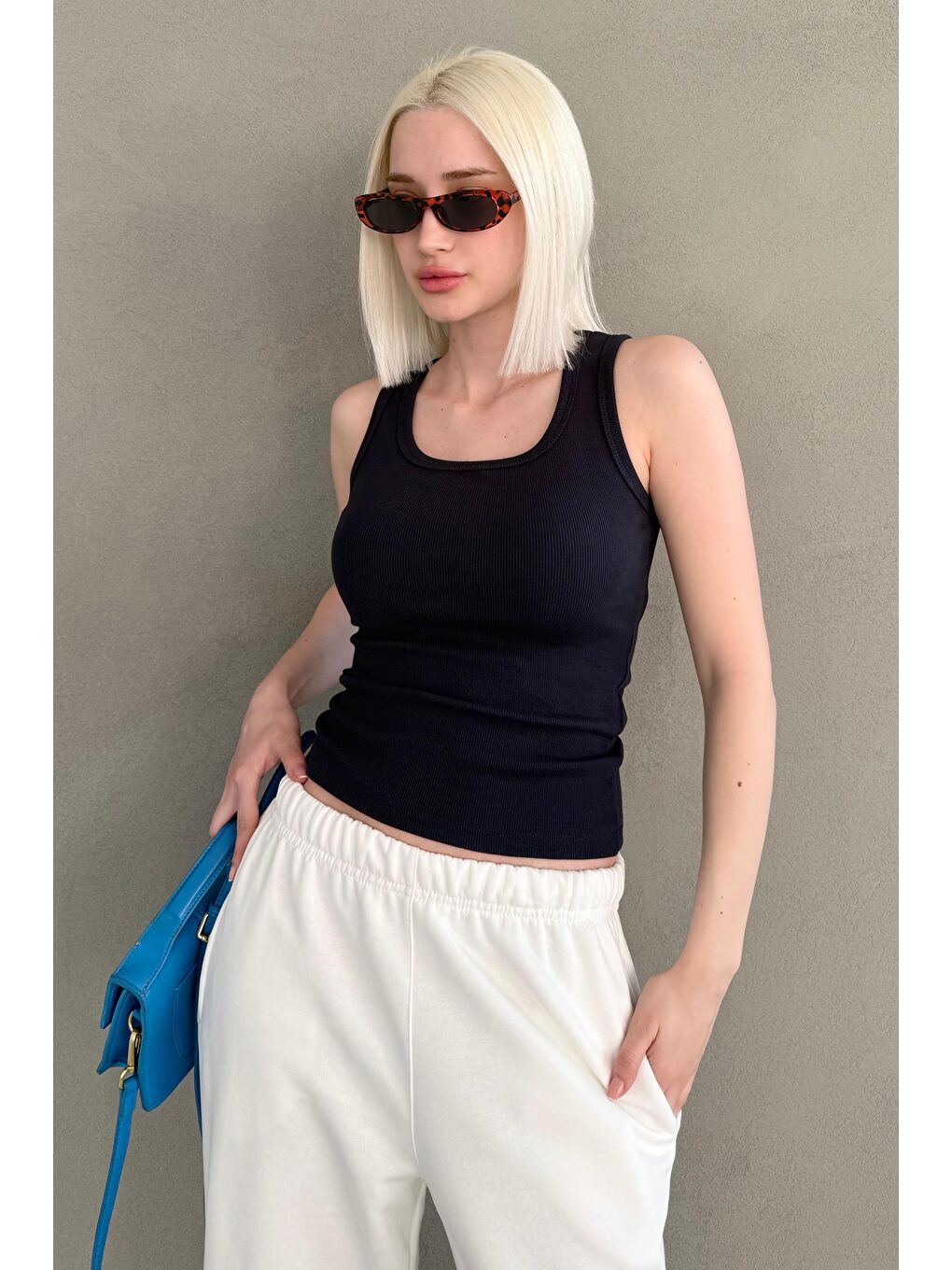 Lacivert Kalın Askılı Kadın Atlet Mg2440-3