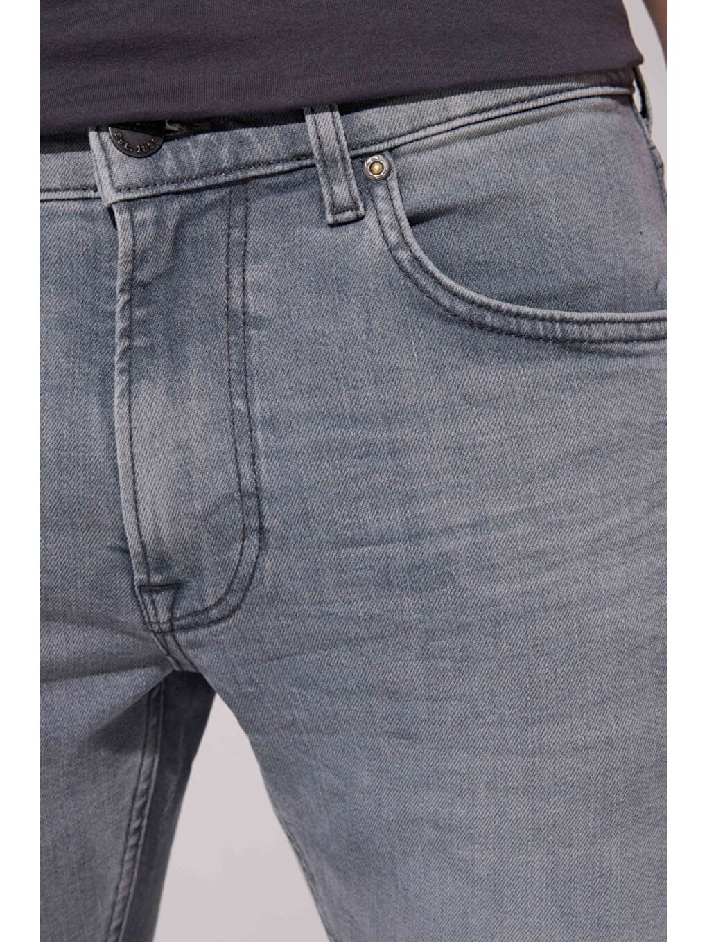 Luke Slim Fit Dar Kesim Normal Bel Gri Esnek Jean Pantolon-4