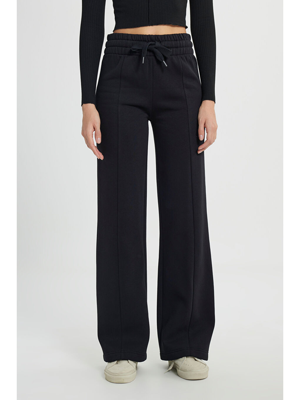 Siyah Regular Fit Geniş Paça Antrasit Sweatpant Eşofman Altı-3