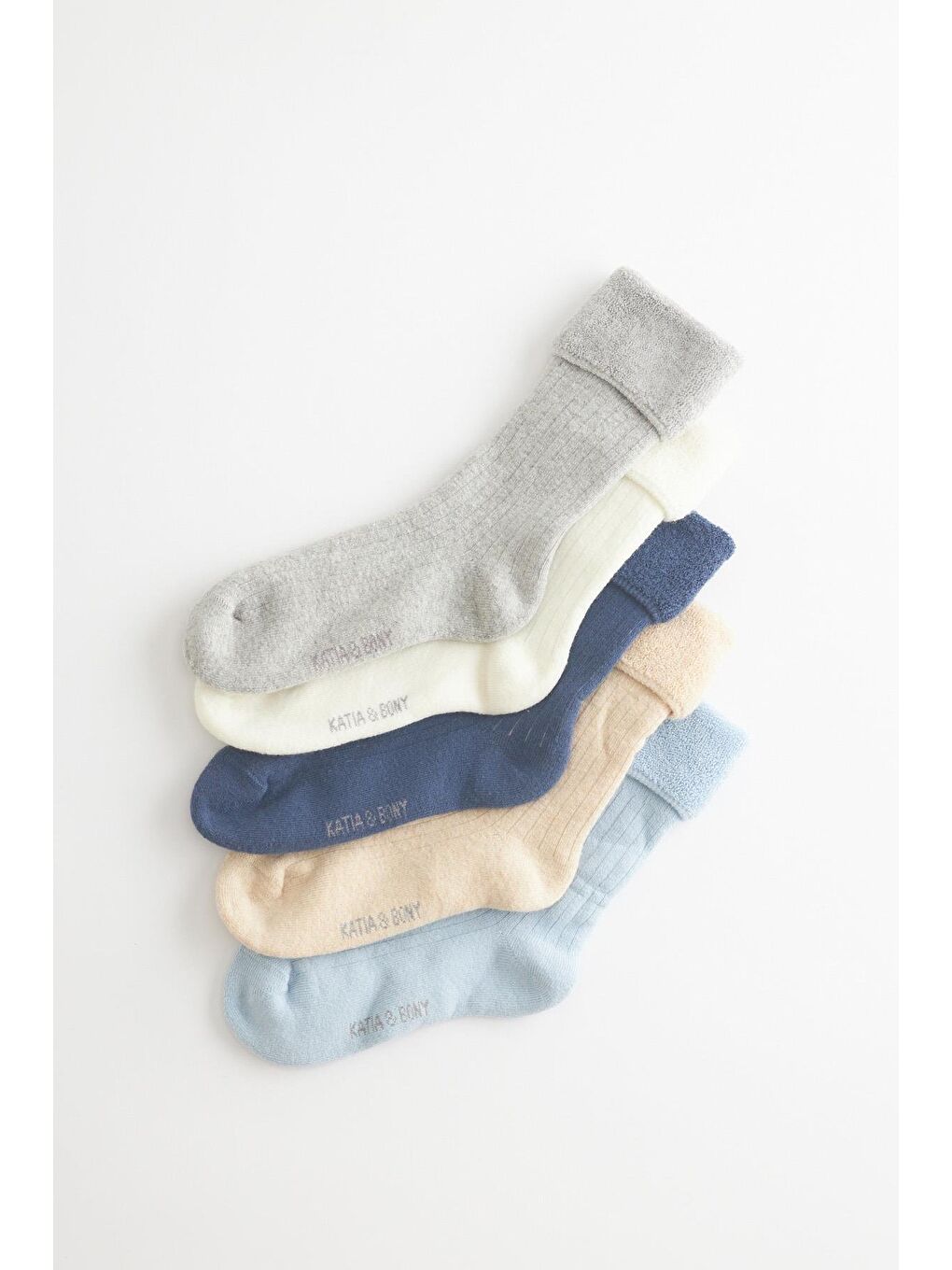 Çocuk 5 Li Paket Havlu Soket Çorap Mavi Mix