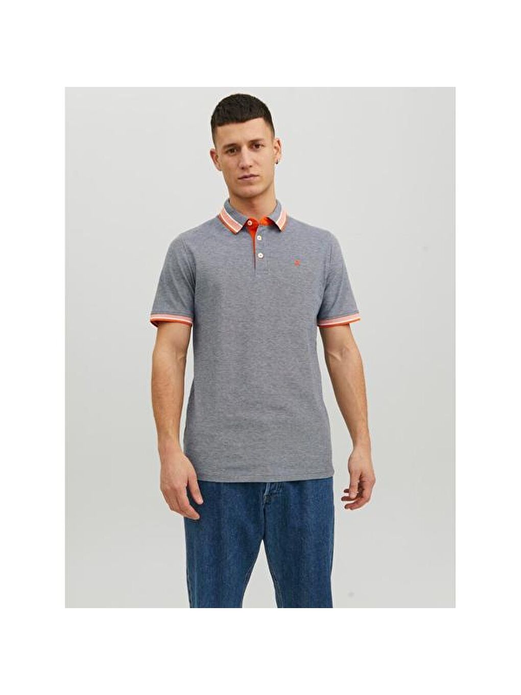 Jack&Jones Paulos Erkek Gri Klasik Yaka Polo Tişört