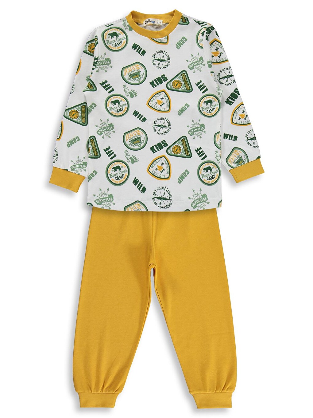 Sarı Boys Kids Armalar Baskılı 2-5 Yaş Pijama Takımı - Hardal