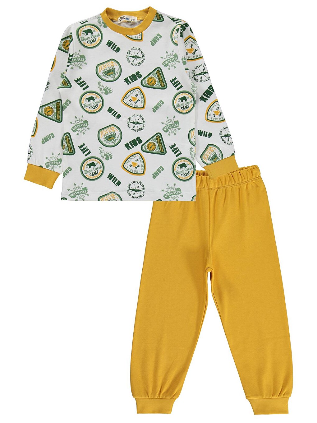 Sarı Boys Kids Armalar Baskılı 2-5 Yaş Pijama Takımı - Hardal-1