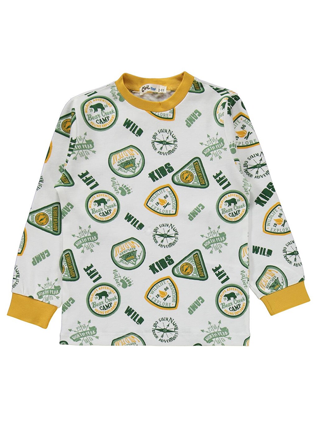 Sarı Boys Kids Armalar Baskılı 2-5 Yaş Pijama Takımı - Hardal-2