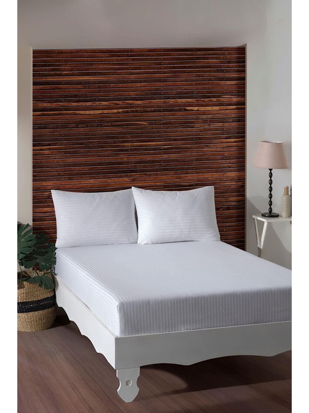 Tek Kişilik Fitted Pamuk Saten Çarşaf Takımı - Beyaz GRI/DUZ,SADE