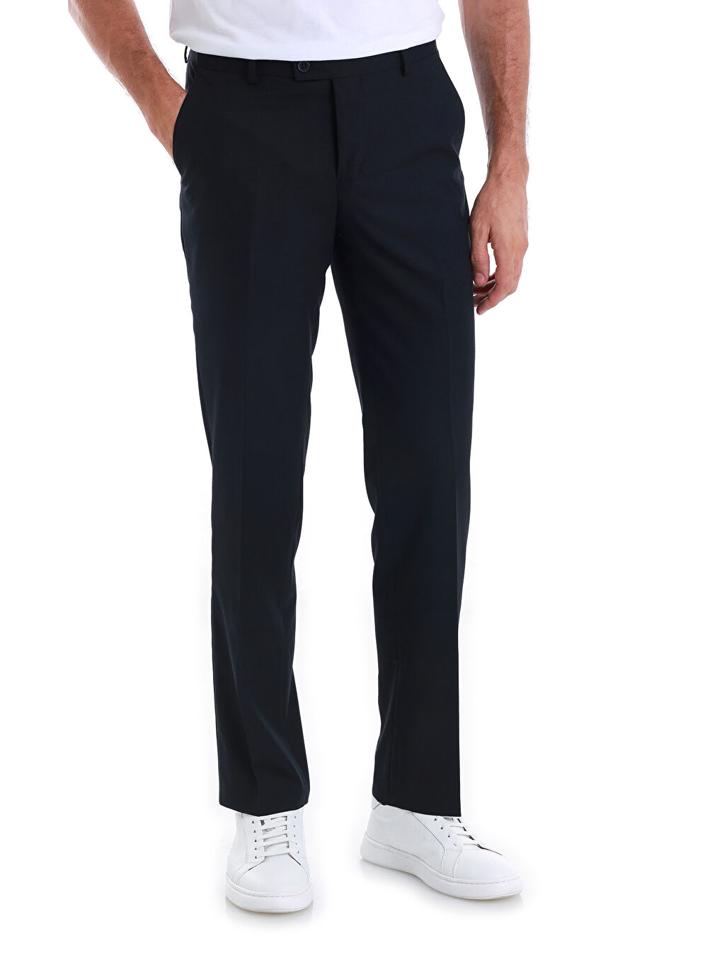 Lacivert Regular Fit Düz Yandan Cepli Kumaş Erkek Pantolon