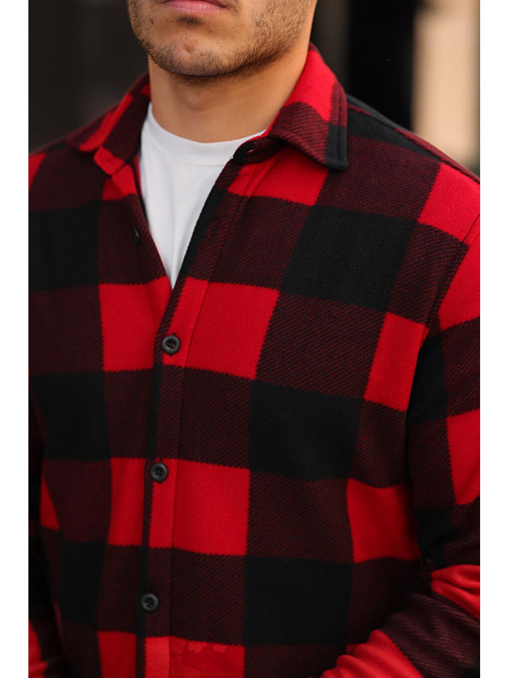 Kırmızı Kareli Polar Kışlık Oduncu Gömlek XC U16707-4