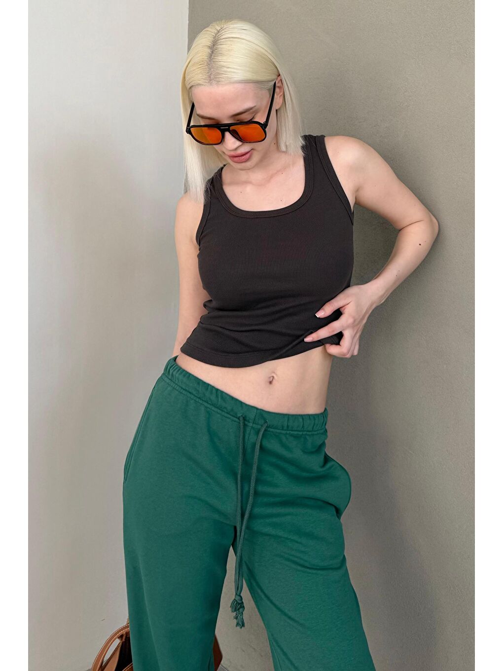 Gri Füme Kalın Askılı Kadın Atlet Mg2440-5