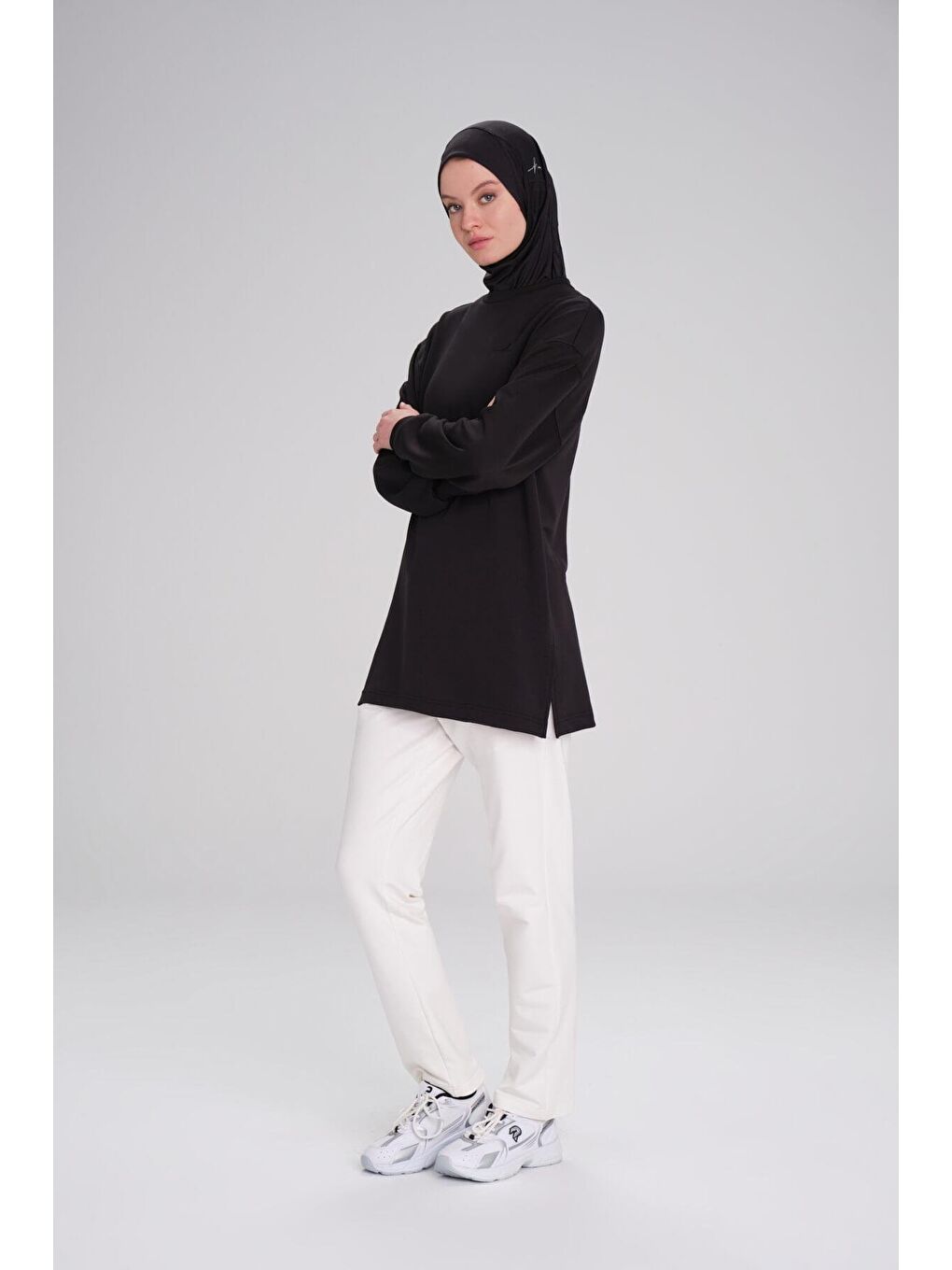 Yumuşak Dokulu Oversize Siyah Basic Günlük Sweatshirt Act-14-2