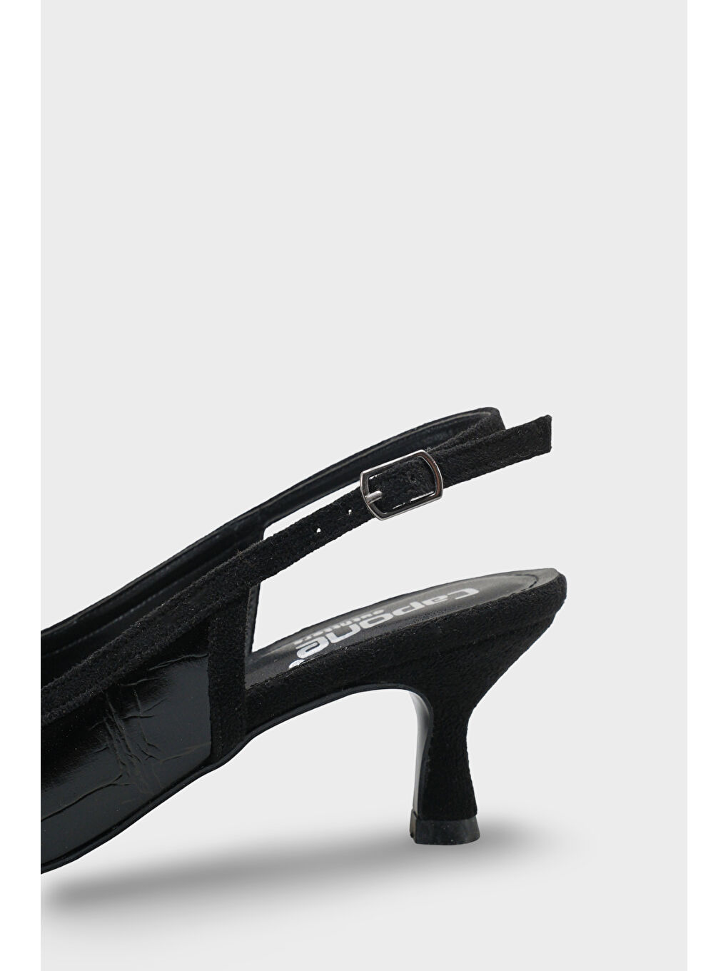 Siyah Angelina Sivri Burunlu Arkası Açık Orta Topuklu Kadın Ayakkabı-4