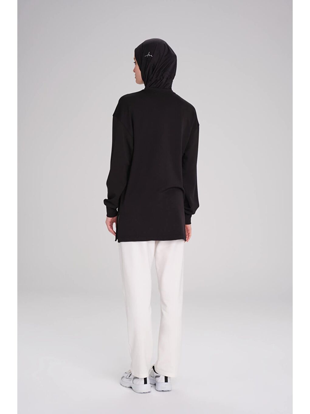 Yumuşak Dokulu Oversize Siyah Basic Günlük Sweatshirt Act-14-3