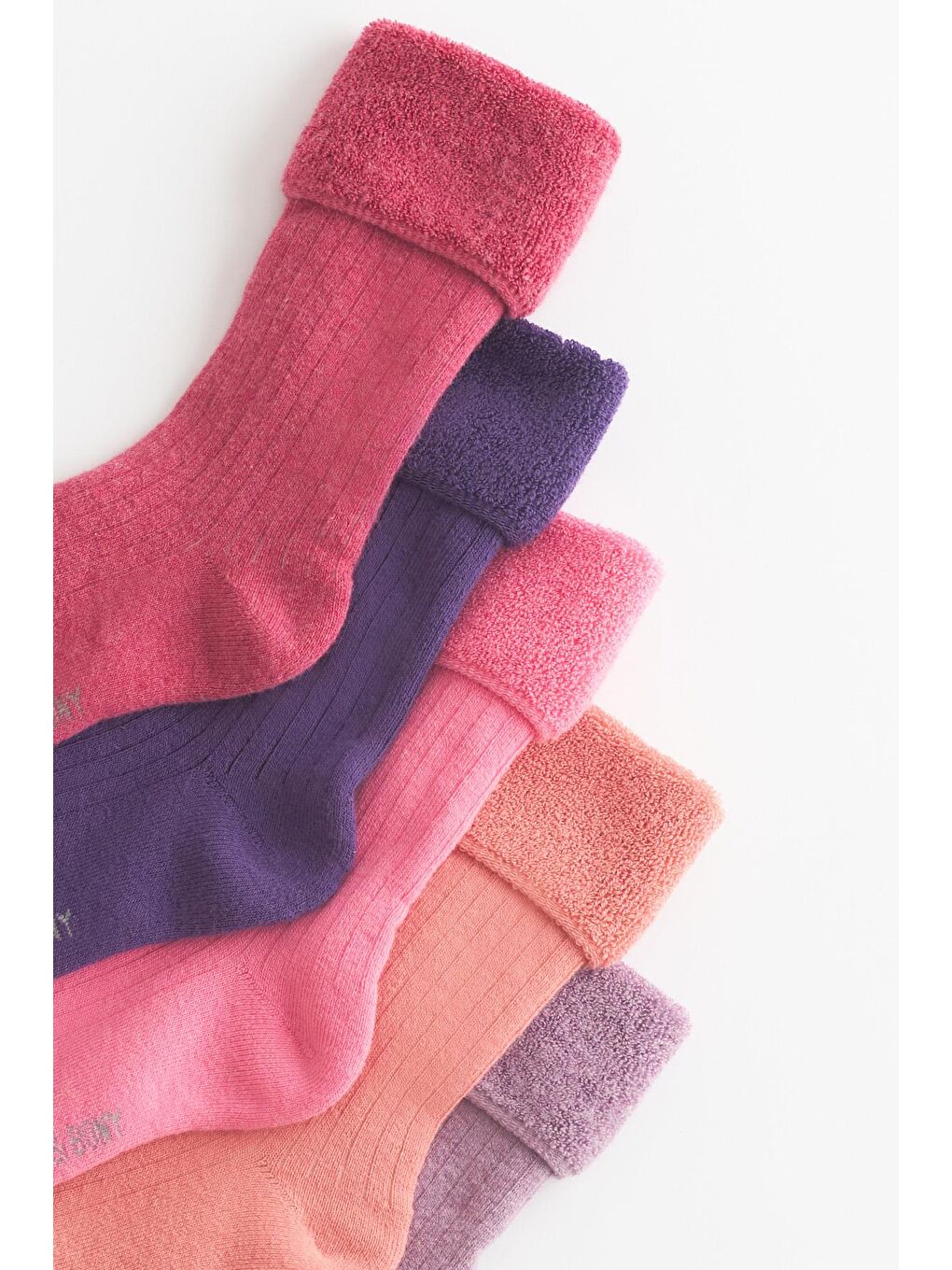 Çocuk 5 Li Paket Havlu Soket Çorap Mor Mix-1