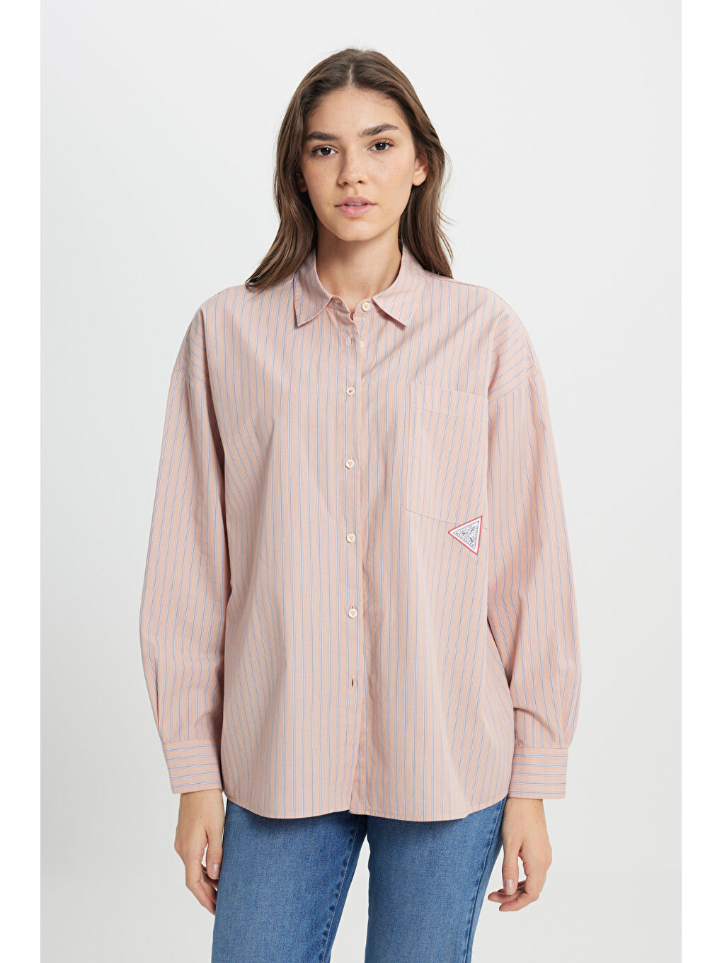 Loose Fit Rahat Kesim %100 Pamuk Bej Gömlek