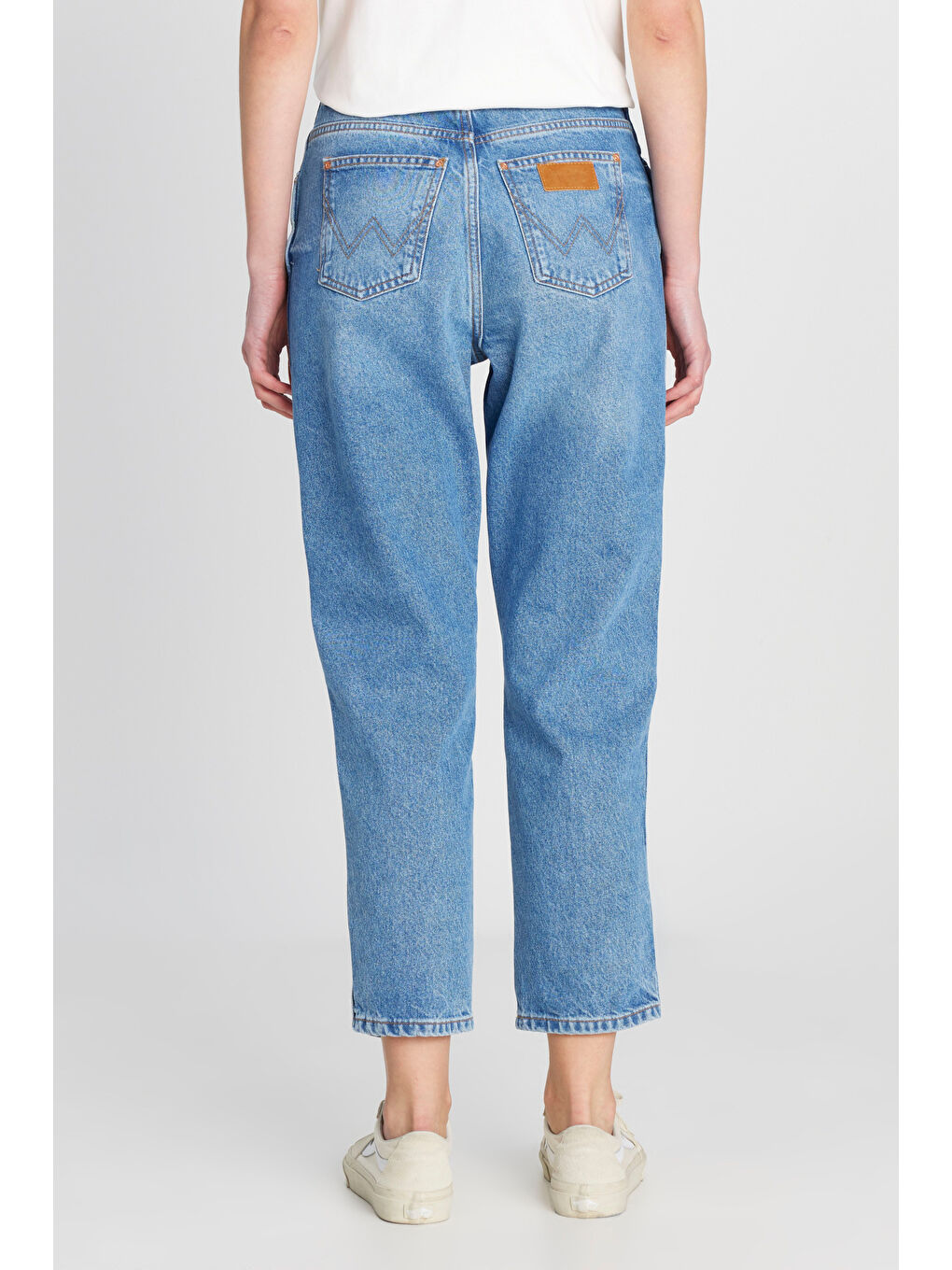 Yeşil %100 Pamuk Mom Fit Yüksek Bel Mavi Jean Denim Pantolon-3