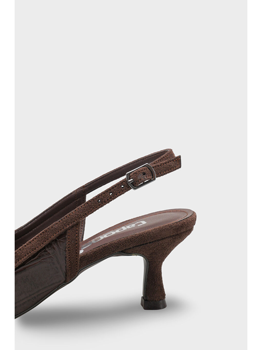 Kahverengi Angelina Sivri Burunlu Arkası Açık Orta Topuklu Kadın Ayakkabı-5