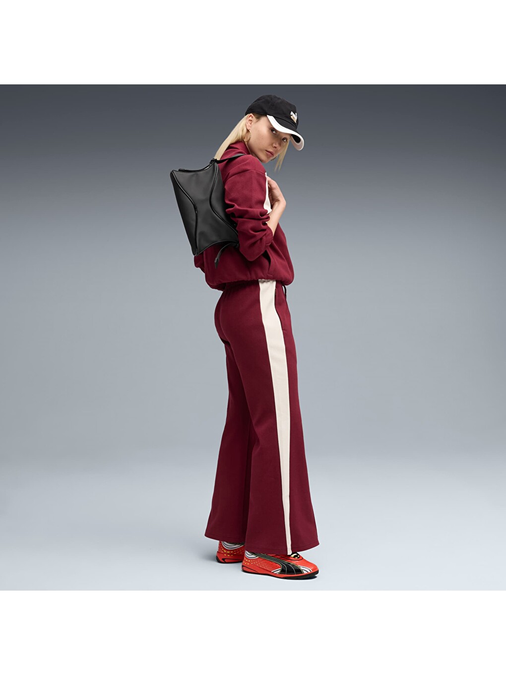 Bordo T7 Kadın Flare Pantolon-3