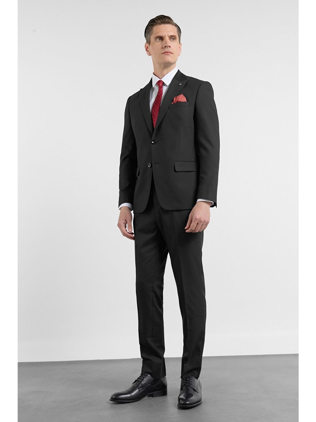 Siyah Kılıç Yaka Kendinden Desenli 6 Drop Slim Fit Esnek Takım Elbise 1001260158-2