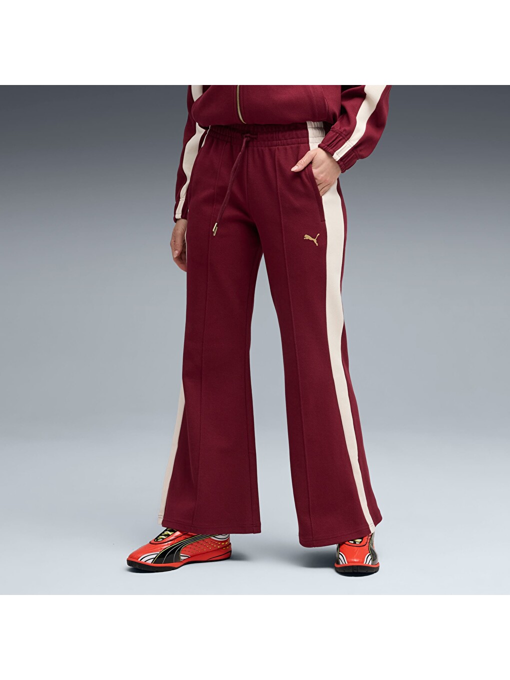 Bordo T7 Kadın Flare Pantolon-6