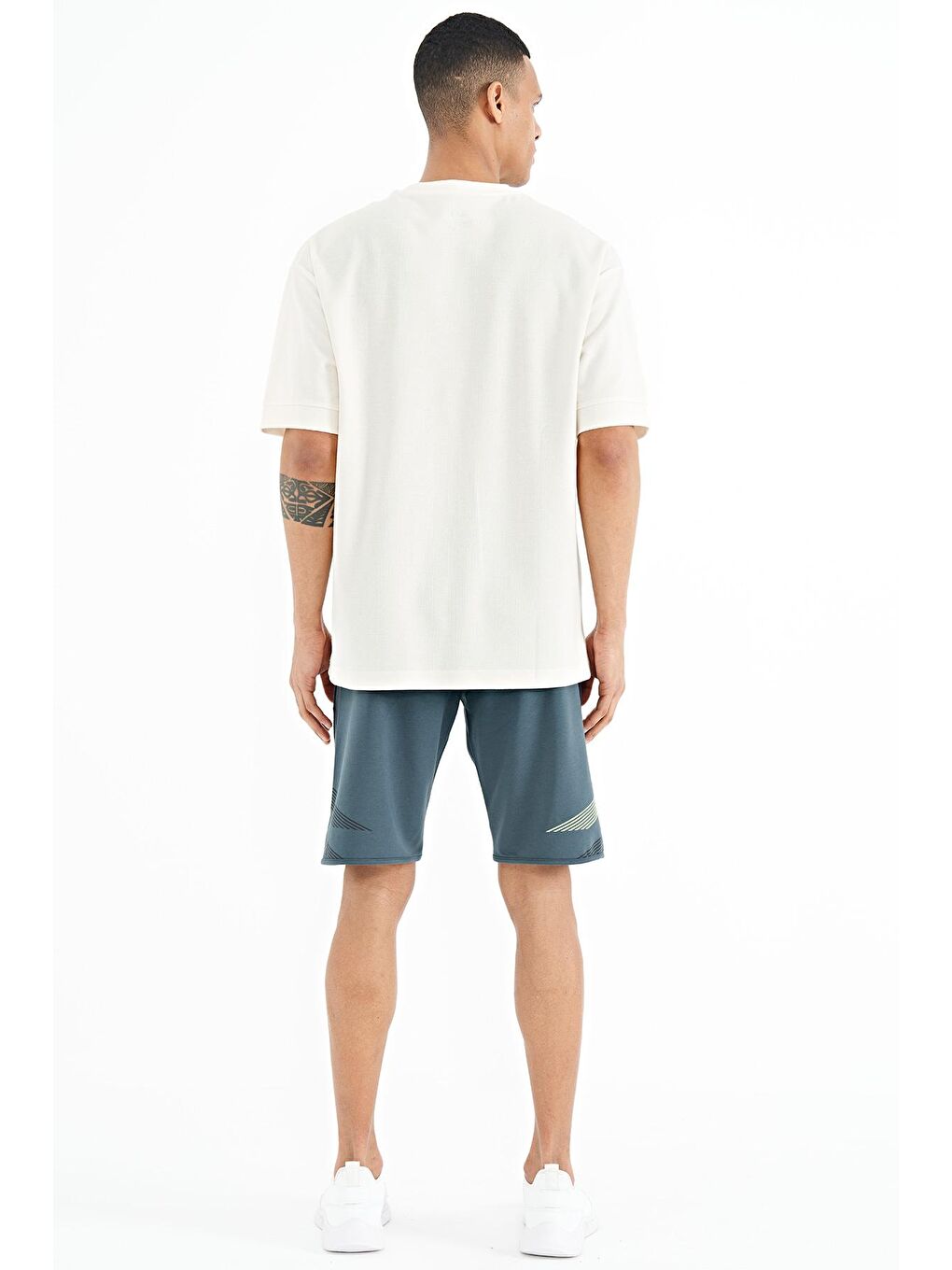 Orman Yeşili Ön Arka Baskı Detaylı Standart Kalıp Lastik Bel Erkek Şort - 81250-1