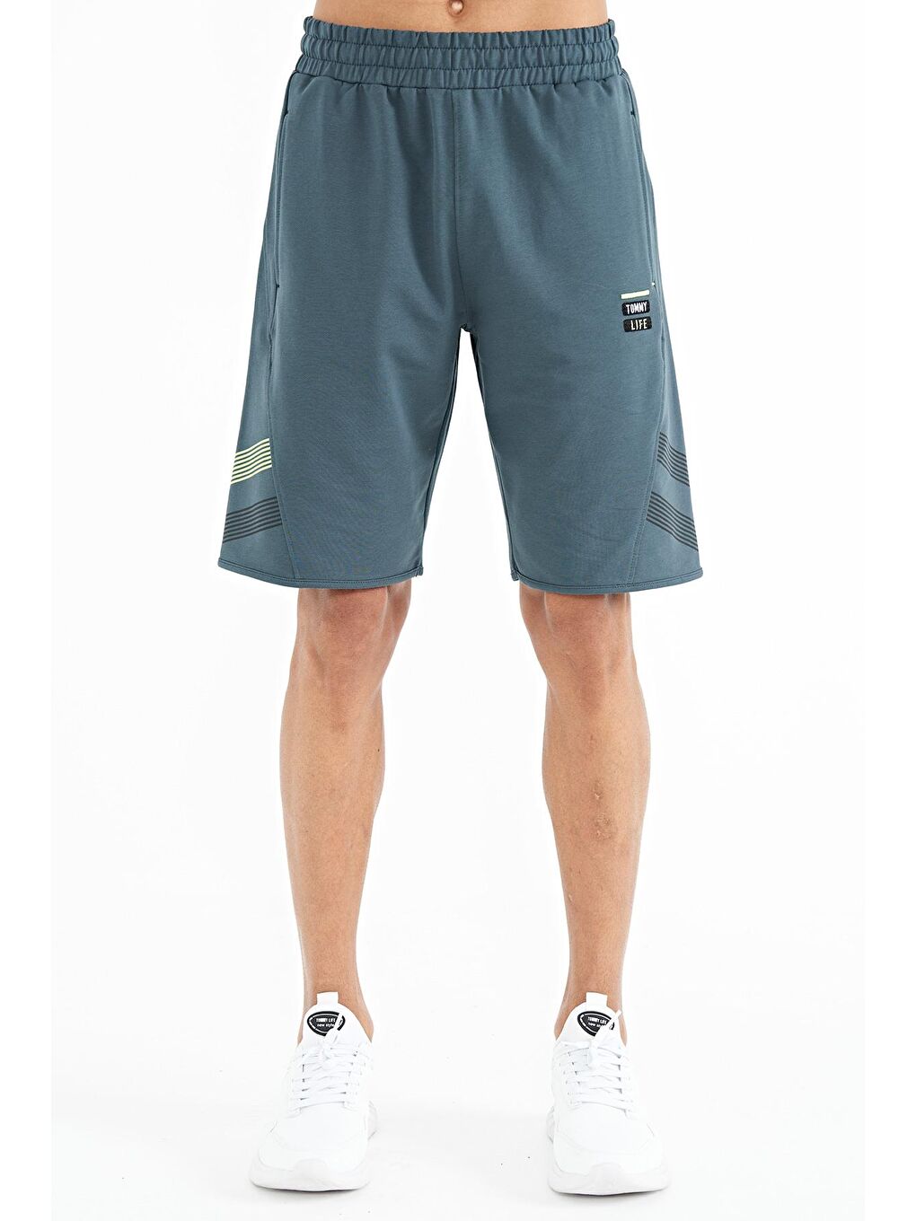 Orman Yeşili Ön Arka Baskı Detaylı Standart Kalıp Lastik Bel Erkek Şort - 81250-2