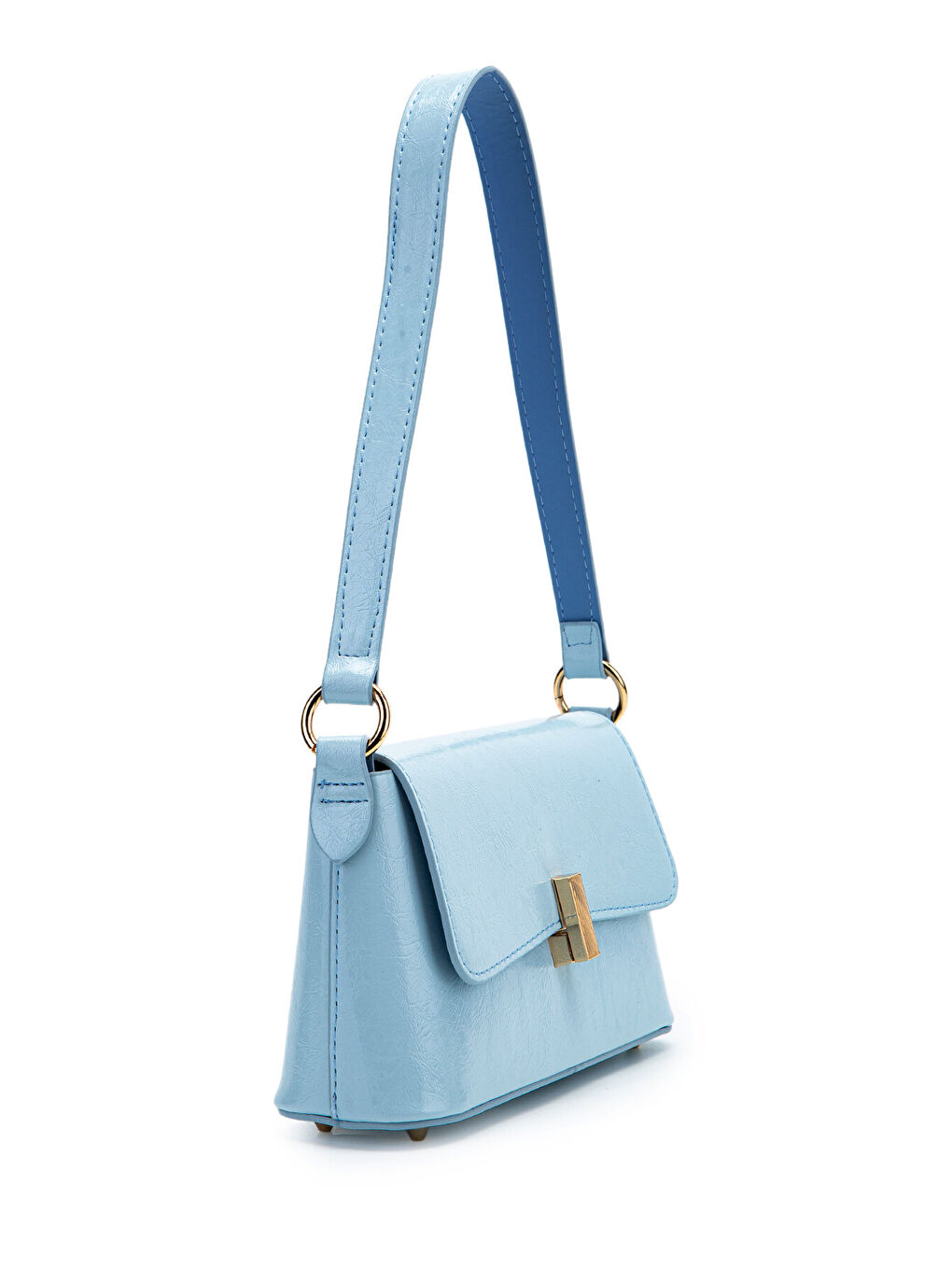 Kapaklı Baget Lara Kadın El Ve Omuz Çanta Mavi-1