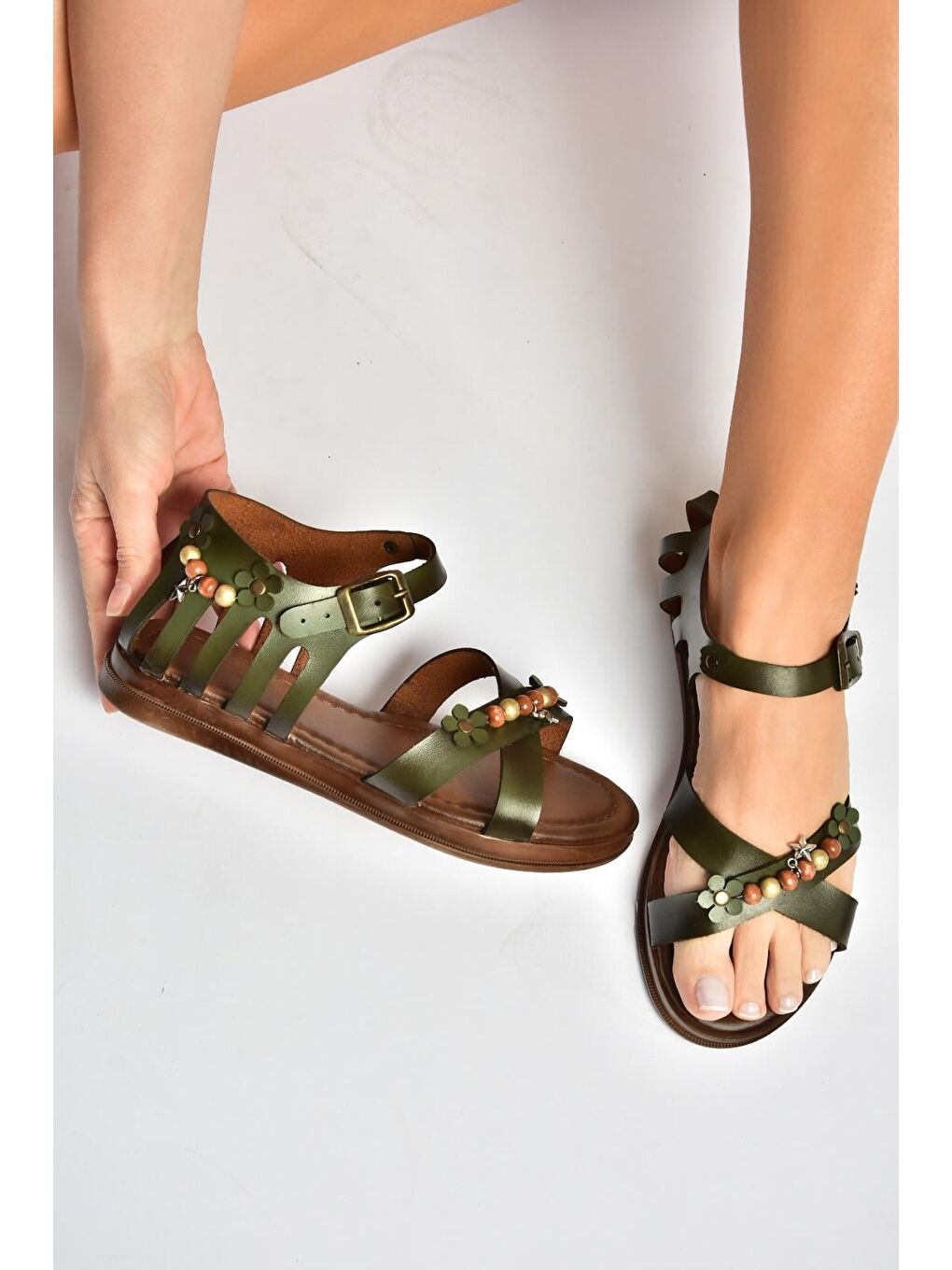 Yeşil Kadın Sandalet Y390360203-1