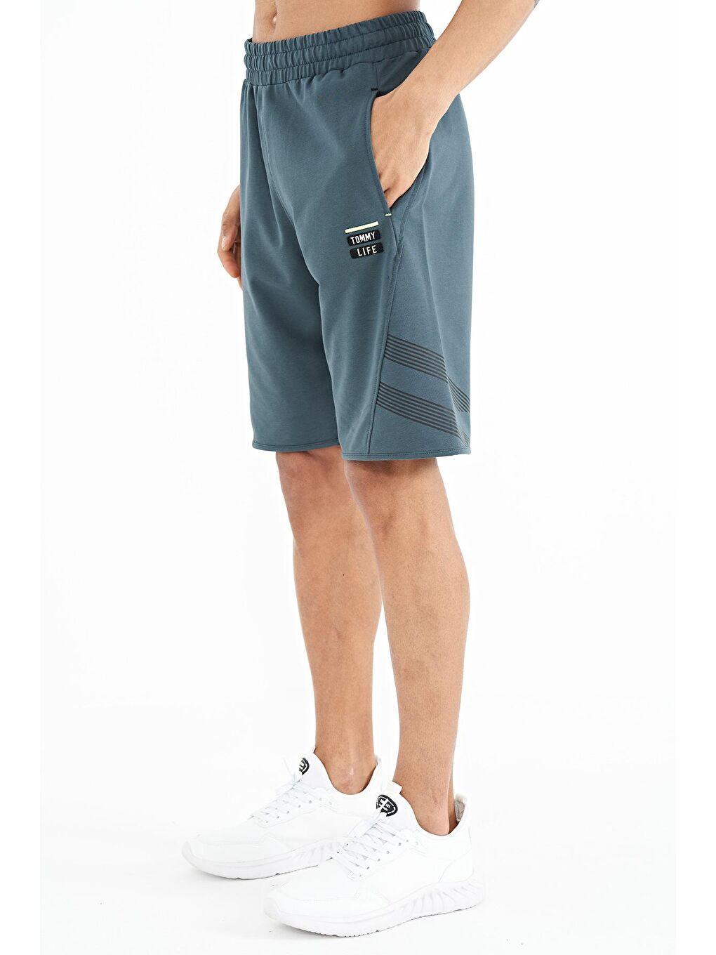 Orman Yeşili Ön Arka Baskı Detaylı Standart Kalıp Lastik Bel Erkek Şort - 81250-3