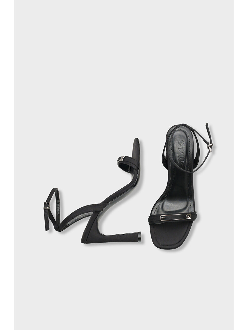 Siyah Bessy Kare Burunlu Yüksek Topuklu Metal Aksesuarlı Bilekten Bantlı Kadın Ayakkabı-4