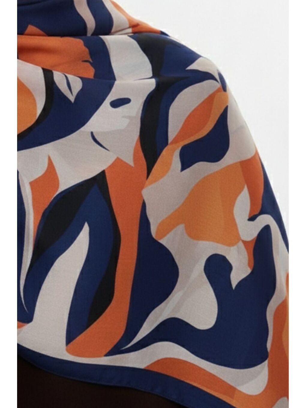 & YAQA Çok Renk Desenli Lacivert Şal-1