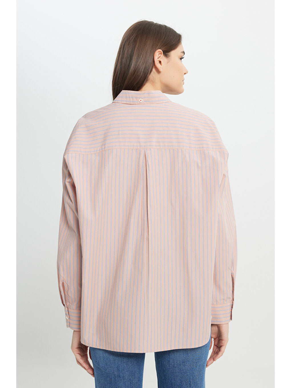 Loose Fit Rahat Kesim %100 Pamuk Bej Gömlek-4