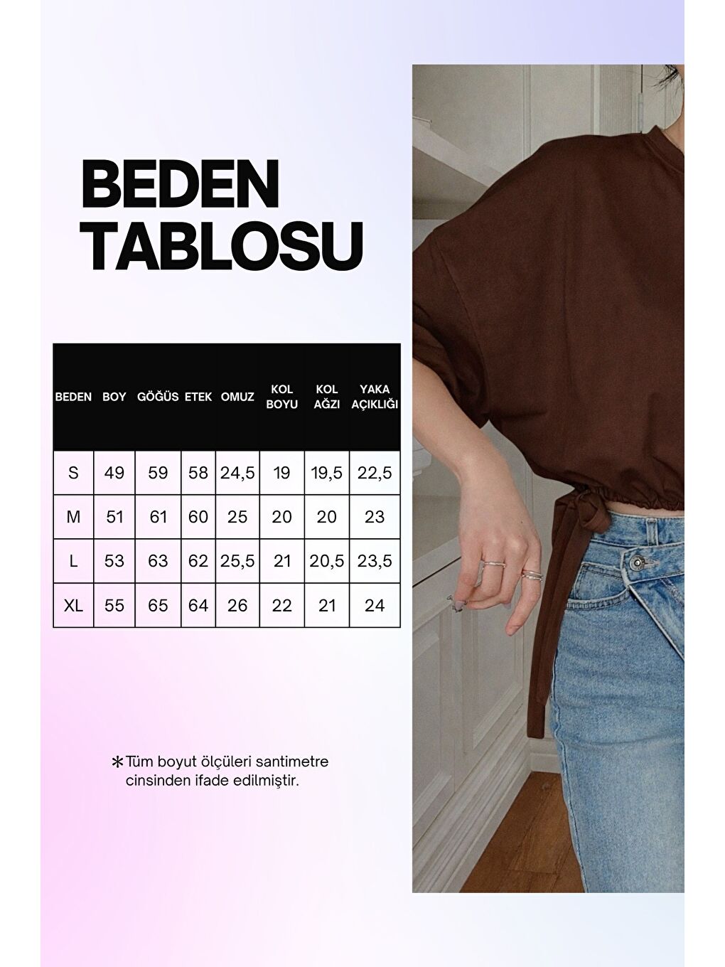 Kahverengi Kadın Oversize Basic Haki Tişört Yan Bağlamalı Rahat Kesim Günlük Yazlık T-Shirt-6
